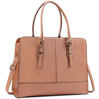 China Cheap Price Waterproof Women Laptop Leather Tote Bag For Women 15.6 Inch Laptop Briefcase Classy Shoulder Handbag for sale