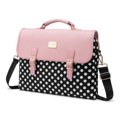 China Water Proof Custom 15.6 Inch Trolley Bag Super Cute Polka Dot Pink Messenger Bag Super Laptop Bag for sale