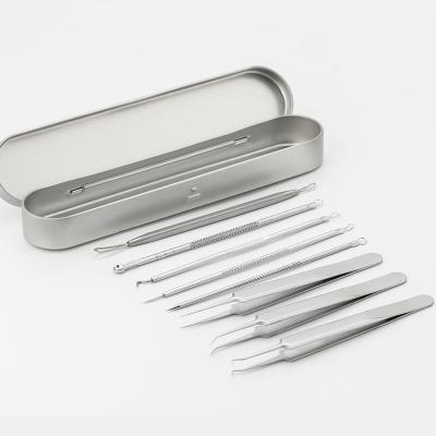 China 2021 Stainless Steel 8pcs/set Acne Vacuum Black Heads Pimple Pimple Remover Tool Ance Spot Face Skin Care Tool for sale