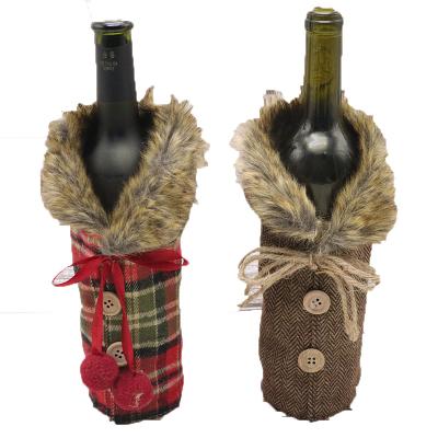 China 2022 New Year Creative Christmas Wine Bottle Dust Cover Bags Wine Bottle Cover Christmas Gift for sale