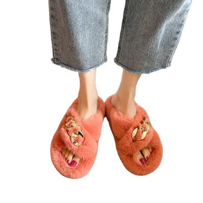 China Fashion Trend Lady Slippers Women's Flat Female Slippers Shoes Lady Slippers Fashion Fur Slippers for sale