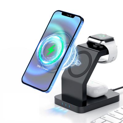 China Smart Watch 3 in 1 Fast Wireless Charger 10W Stand CE Station 15W Qi FCC Wireless Charging Dock for iPhone for iwatch for AirPods for sale