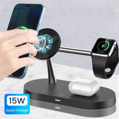 China 2021 New Desktop Smart Watch Universal Wireless Charger 10W Fast Type C Wireless Charging Phone 3 in1 15W Charger Stand For iPhone MI for sale