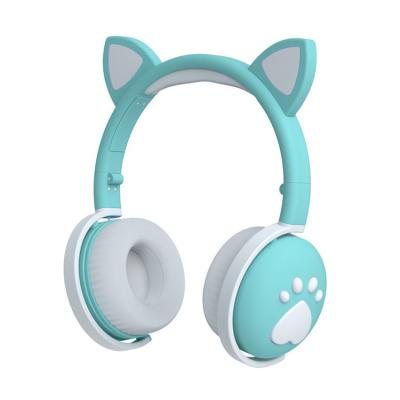 China Blue Tooth 5.0 Children's Headphones Cat Ear Wireless Headphones Noise Reduction Instant Lightweight Cute Headband Headset With Microphone For Phone for sale