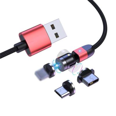 China New Arrivals Multi Function Cable 3 In 1 Magnetic USB Cable 2.4A 540 Degree Rotation Data Usb Cable for sale