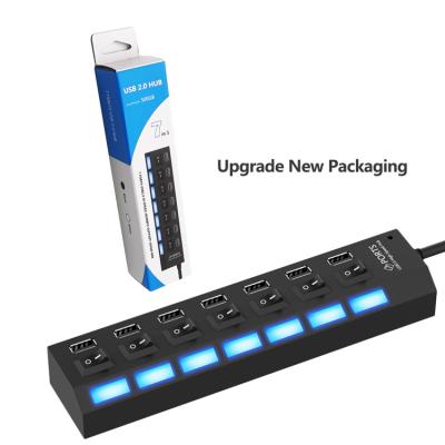 China Portable 7 Port USB Hub Multi Port USB Port Hub Adapter Portable USB On/Off Switch High Speed ​​Laptop Docking Station for sale