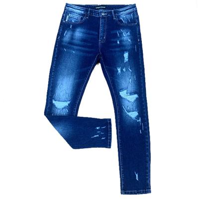 China Dark Blue Straight Hole Style Guaranteed 2022 Mens Jeans Pants Mens Unique Quality Custom Stacked Jeans for sale