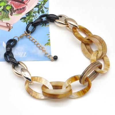 China 2021 Fashionable CLASSIC Chain Link Choker Hip Hop Jewelry African Marble Acrylic Necklace for sale