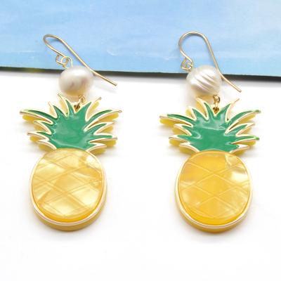 China Newest Design Yellow Acrylic Cute Pineapple Earrings TRENDY Jewelry for sale