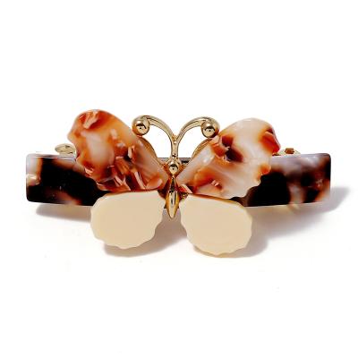 China Hair Accessary Custom Color Colorful Butterfly Acrylic Hair Clip For Women Elegant Acetate Hair Barrette for sale