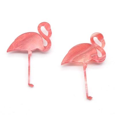 China Brooch Jewelry Custom Red Starry Acrylic Cute Flamingo Shape Animal Fashion Brooch Jewelry for sale