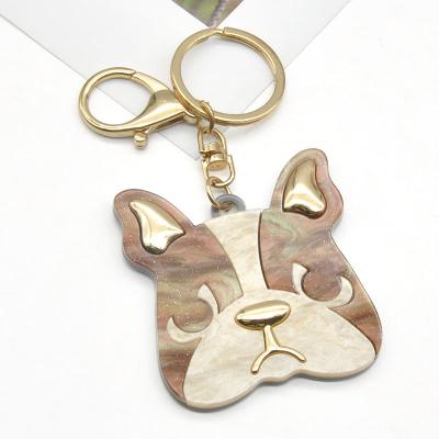 China Portable Maker Laser Cut Gold Filled Acrylic Stainless Steel Dog Jewelry Key Chain for sale