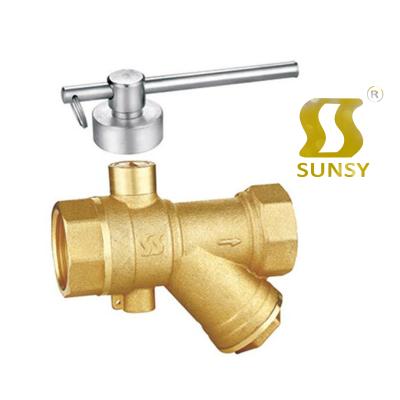 China General factory BSP TNP 59-1 brass sunsy yuhuan external magnetic temperature shunshui porcelain filter mesh measuring ball valve with lock key for sale