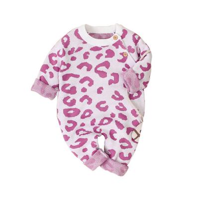 China Autumn Newborn Full Sleeve Animal Prints Baby Boy Long And Girl Fall Sweater Romper for sale