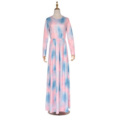 China Breathable High Quality Plus Size Tie Dye Ladies Maxi Beach Dress Women Casual Women Dress for sale