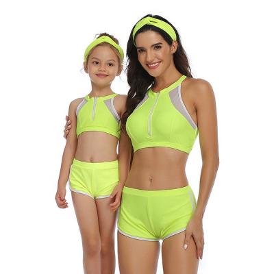 China Breathable High Quality 2 Piece Mesh Beach Wear Designer Leopard Girls Swimwear Kids Bikini Set for sale