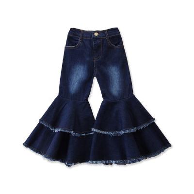 China Autumn New Fashion Girls 2021 Bell-Bottom Denim Pants Kids Baby Jeans Fade Proof Flared Trousers Toddler Color Solid 100% Cotton 1 Opp Bag 2000 for sale