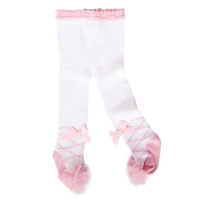 China Color Fade Proof Ballet Style Autumn and Winter Children's Dance Pantyhose Baby Pantyhose Lace Bow Princess Gaiters for sale