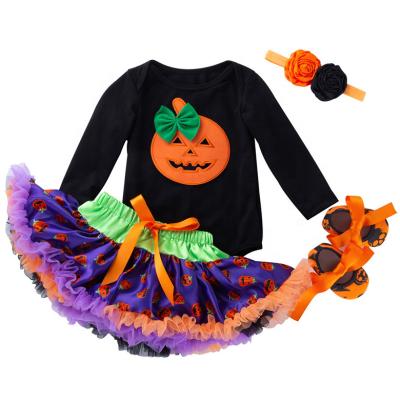 China Halloween 2021 Luxury Girls Tutus Pettiskirt Baby Child Anti-Shrink 1 Year Boutique 4pcs Sets for sale