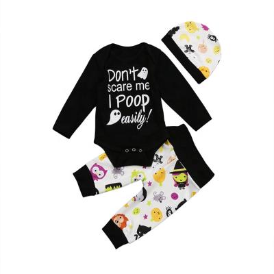 China Breathable 2021 Black Long Sleeve Cartoon Letter Customize Kid Boutique Romper Sets for sale