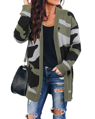 China Anti-pilling autumn/winter camouflage cardigan sweater women's winter jacquard sweater 2022 new European American women's long for sale