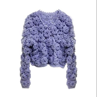 China Vintage Custom Handmade Women's Anti-Pilling Patchwork Tassel Sweater Crochet Knit Sweater Multicolor for sale