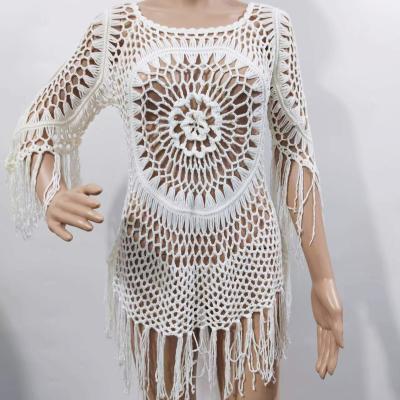 China Anti-pilling women's sweater hollow out 2022 fashion skin-friendly chic knitted top handmade crochet shorts sweater dress for sale