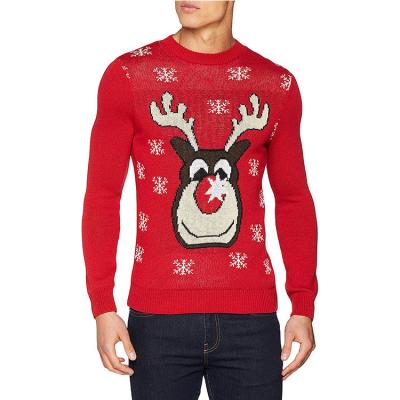 China Anti-pilling 2022 new style factory custom mens knit sweater vintage jacquard christmas elk sweaters men for sale