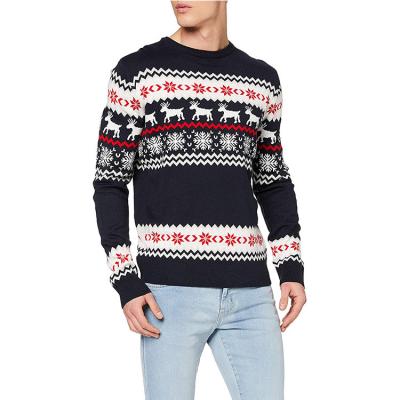 China Anti-pilling custom mens new design factory knit sweater vintage mens christmas jacquard elk sweaters for sale