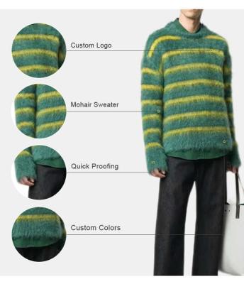 China 2022 OEM and ODM custom men's Anti-wrinkle LOGO sweater long sleeve knitted fuzzy mens mohair sweaters knitwear sweater for men for sale