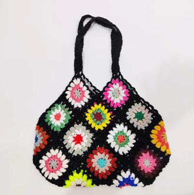 China Mixed Color Flower Pattern Shoulder Handbag Lady Ethnic Style Of ODM Bosmian Factory Bag Handmade Crochet Pure Bohemian Grandmother Women for sale