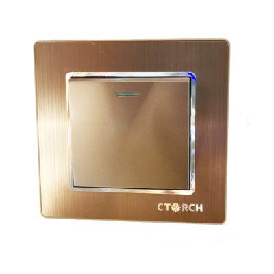 China Lighting Electrical Control Switch Gold Color One 1 Way One 1 Gang And Two 2 Way Wall Switch for sale