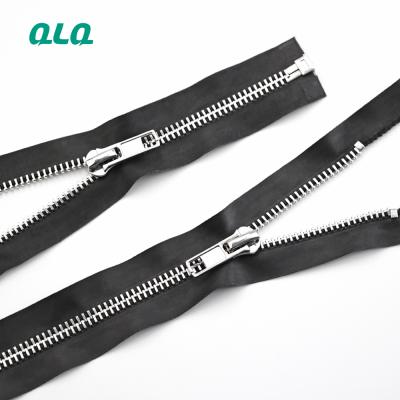 China QLQ Wholesale Waterproof Metal Long Chain Zipper Zipper With PU/TPU/PVC Coated Material Waterproof Zipper Open End Water Resistant for sale