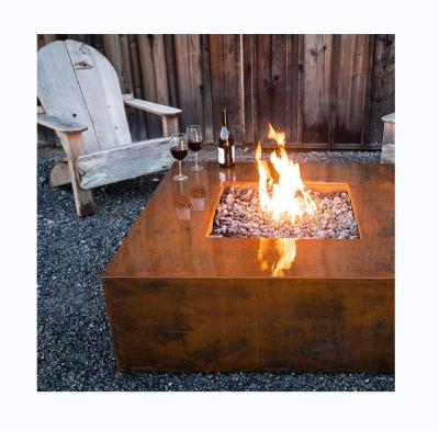 China Outdoor Iron Garden Backyard Patio Fire Place Square Gas Fire Pit for sale