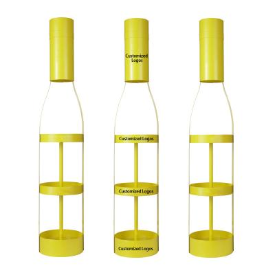 China Creative double-sided metal wine bottle shelves, wine floor display racks, beer display racks in restaurants and bar decoration shelves for sale