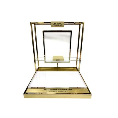 China Single Sided Tabletop Cosmetics Display Stand , Acrylic Perfume Display Cabinet With Lamp for sale