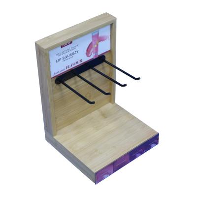 China Single sided display shelves for personal care, wooden display rack shelves for washing and skincare products, hand cream shelves in retail store for sale