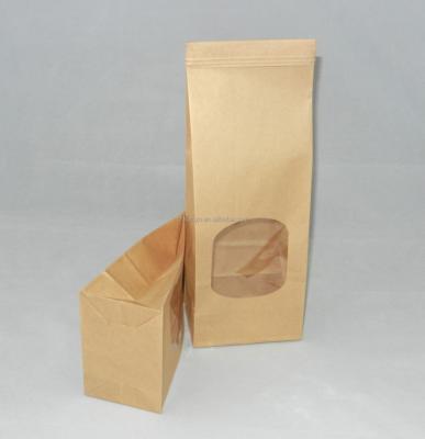 China Moisture Proof Recyclable Kraft Paper Tin Tie Bags With Windows for sale