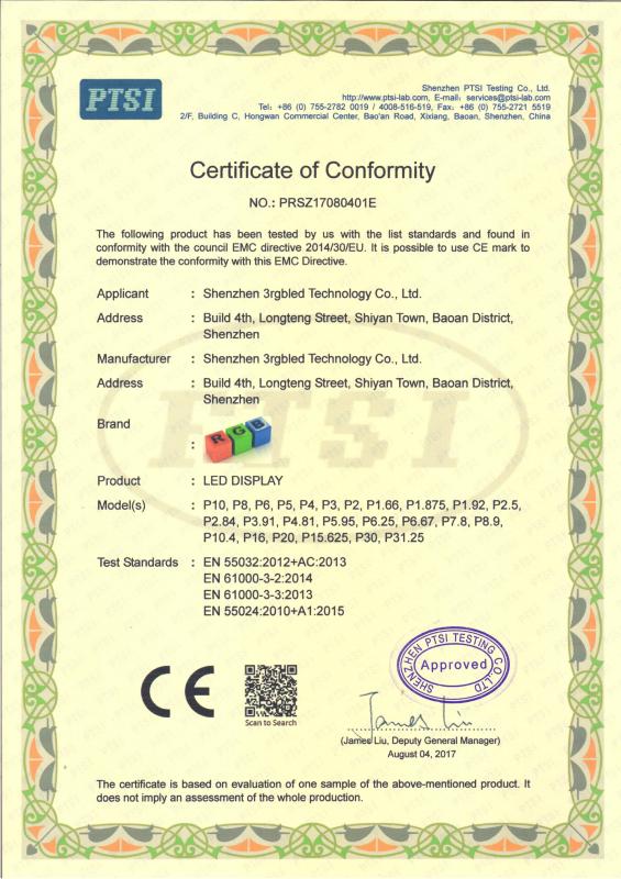 CE - Shenzhen 3rgbled Technology Co., Ltd.