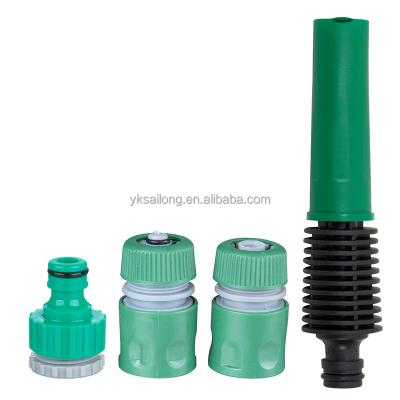 China Straight Gun Set Home Cleaning Garden Hose Nozzle Set With Flexible Hose Connector Fittings for sale