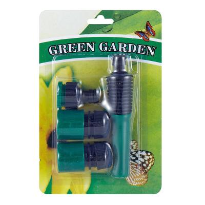 China Straight Gun Set Home Cleaning Garden Hose Nozzle Set With Flexible Hose Connector Fittings for sale