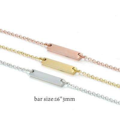 China Personalized Casual/Sporty Gold Bar Necklace Engraved Name Necklace Nameplate Bar Women Custom Pendant Necklace for sale