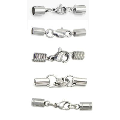 China Fashionable/Streetwear Stainless Steel Crimp End for Leather Rope Chains, Bezel Clasps Bezel Connector Jewelry Findings for sale