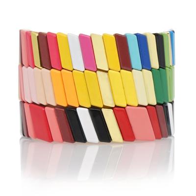 China Trendy Stackable Stretch Bead Bracelet Colorblock Enamel Tile Colorblock Friendship Bracelets for sale