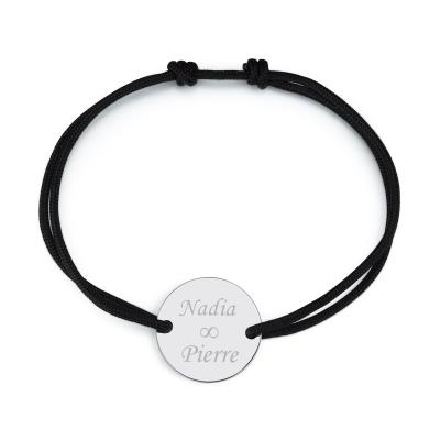 China TRENDY personalized name disc charm bracelet, custom handmade nylon rope bracelet for women and men for sale