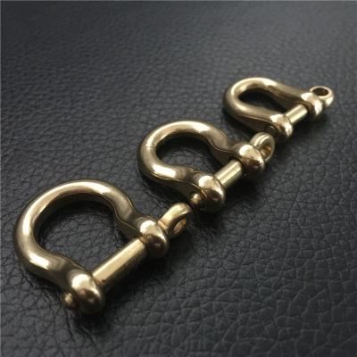 China Antique Solid Brass Bow Shackle With Screw Pin For Arc-Shackle Bracelet Key Chain Craft Leather Joint Connect Horseshoe D-Ring for sale