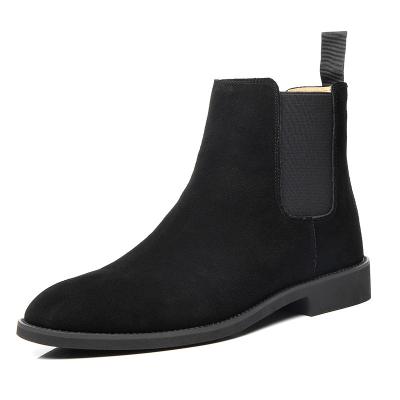 China Fashion Slip On Steel Toe Autumn Winter Solid Color Rejects Large Size Chelsea Boots Men Genuine Leather High Quality for sale