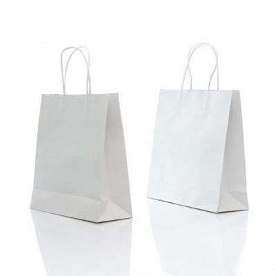 China Recyclable White Kraft Take Away Paper Bags Available In Different Sizes for sale