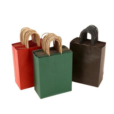 China Brown Craft Paper Products Recyclable Promotional Big Bag Natural Material Kraft Paper Shopping Carrier Bags for sale