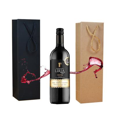 China Recyclable Stylish Brand Logo 250gsm Eco-friendly Customized Wine Bottle Stand Up Bags Single Paper Wine Bag for sale